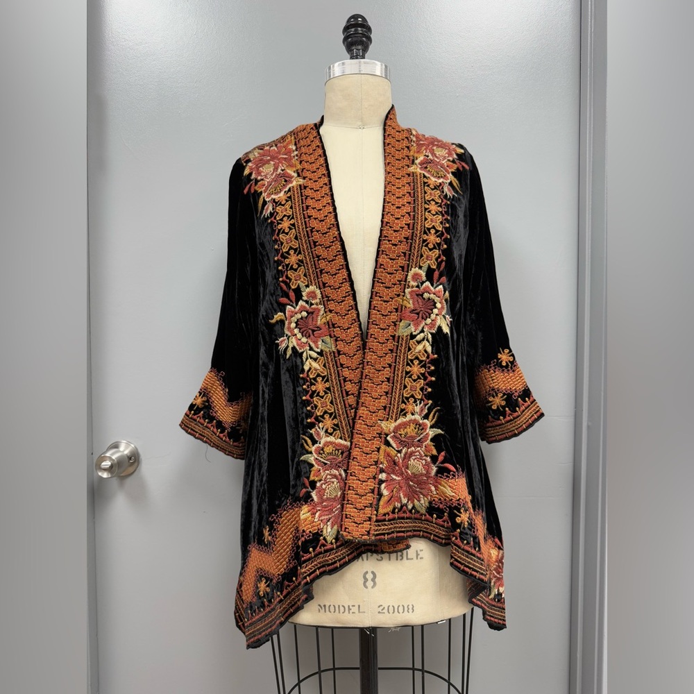 Johnny Was Elim Velvet Draped Cardigan